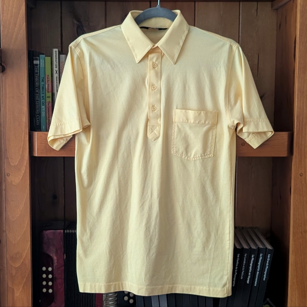 Vintage Banana Yellow Sears The Men's Store Short Sleeve Polo Shirt